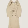 Lang trenchcoat i bomuld med slids