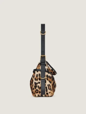 Mellemstor Voyou Bag i pony-effekt læder med leopardmønster