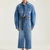 Midi-bukseskirt i mellemblå denim Midi-bukseskirt i mellemblå denim