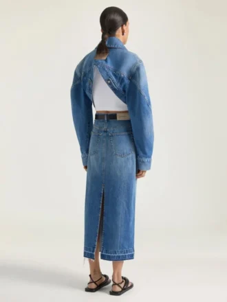 Midi-bukseskirt i mellemblå denim
