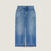 Midi-bukseskirt i mellemblå denim Midi-bukseskirt i mellemblå denim
