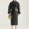 Midi-pencilskirt i læder Midi-pencilskirt i læder