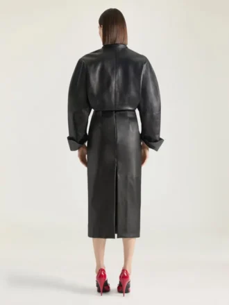 Midi-pencilskirt i læder