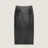 Midi-pencilskirt i læder Midi-pencilskirt i læder