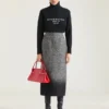 Midi-pencilskirt i uldblanding med sildebensmønster