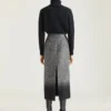 Midi-pencilskirt i uldblanding med sildebensmønster