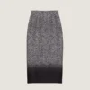 Midi-pencilskirt i uldblanding med sildebensmønster