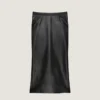 Midi-skirt med kickback-detaljer i nappalæder Midi-skirt med kickback-detaljer i nappalæder