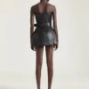 Mini-bustier-biker-kjole i læder Mini-bustier-biker-kjole i læder