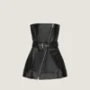 Mini-bustier-biker-kjole i læder Mini-bustier-biker-kjole i læder