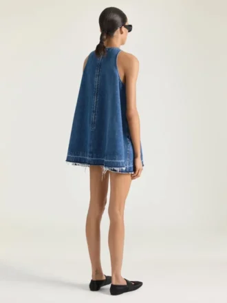 Minikjole i mellemblå denim