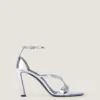 Naked-sandaler med hæl i læder med spejleffekt Naked-sandaler med hæl i læder med spejleffekt