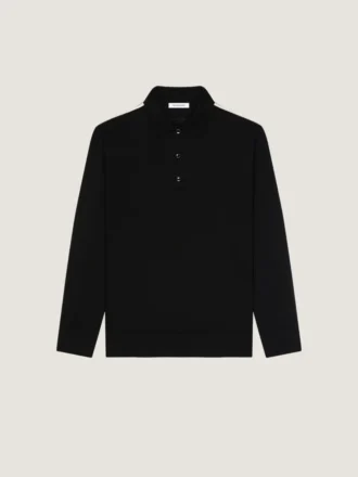 Polo i uld med grosgrain-detaljer