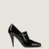 Pumps med skåret firkantet Givenchy-bånd i laklæder Pumps med skåret firkantet Givenchy-bånd i laklæder