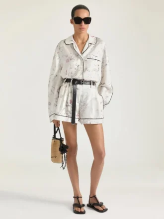 Shorts i silke med blomsterprint
