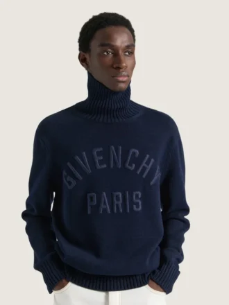 Rullekravesweater i bomuld med Givenchy Paris-broderi