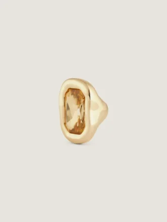 Skulpturel krystalring i metal og krystal