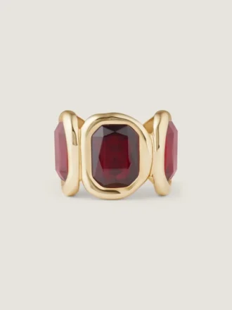 Skulpturelt krystalarmbånd i metal og krystaller