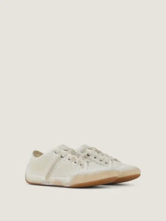 Slanke sneakers i malet mesh og ruskind Slanke sneakers i malet mesh og ruskind