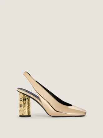 Slingback-sko med tape i læder med spejleffekt