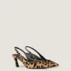 Spidse slingback-pumps i pony-effekt læder med leopardmønster Spidse slingback-pumps i pony-effekt læder med leopardmønster