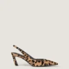 Spidse slingback-pumps i pony-effekt læder med leopardmønster Spidse slingback-pumps i pony-effekt læder med leopardmønster