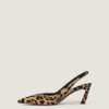 Spidse slingback-pumps i pony-effekt læder med leopardmønster Spidse slingback-pumps i pony-effekt læder med leopardmønster