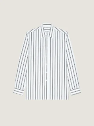 Stribet skjorte i poplin med surrealistisk print Stribet skjorte i poplin med surrealistisk print