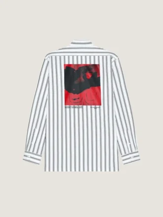 Stribet skjorte i poplin med surrealistisk print Stribet skjorte i poplin med surrealistisk print