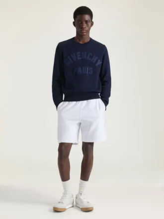Sweater i bomuldsstrik med Givenchy Paris-broderi