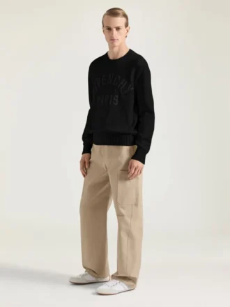 Sweater i bomuldsstrik med Givenchy Paris-broderi