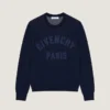 Sweater i bomuldsstrik med Givenchy Paris-broderi