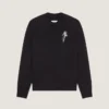 Sweater i uldstrik med krystalbroderi