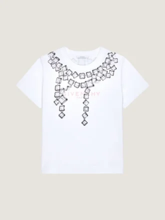 T-shirt i bomuld med dekonstrueret krystalprint