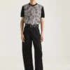 T-shirt i bomuldsstrik med blomsterprint T-shirt i bomuldsstrik med blomsterprint