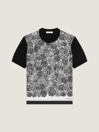 T-shirt i bomuldsstrik med blomsterprint