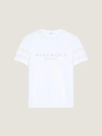 T-shirt i bomuldsstrik med Givenchy Paris-jacquard