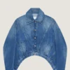 Trapezjakke i mellemblå denim