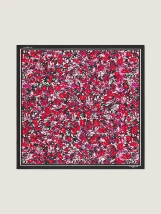 Tørklæde i silke med blomsterprint