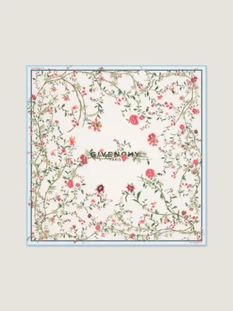 Tørklæde i silke med blomsterprint